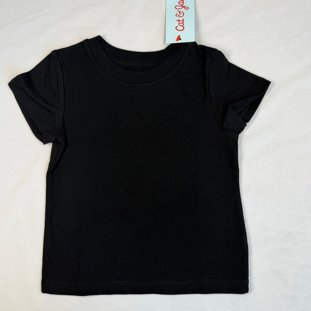 Cat & Jack Toddler Boys Girls Solid Black Short Sleeve T-Shirt 12M NWT K87XRK